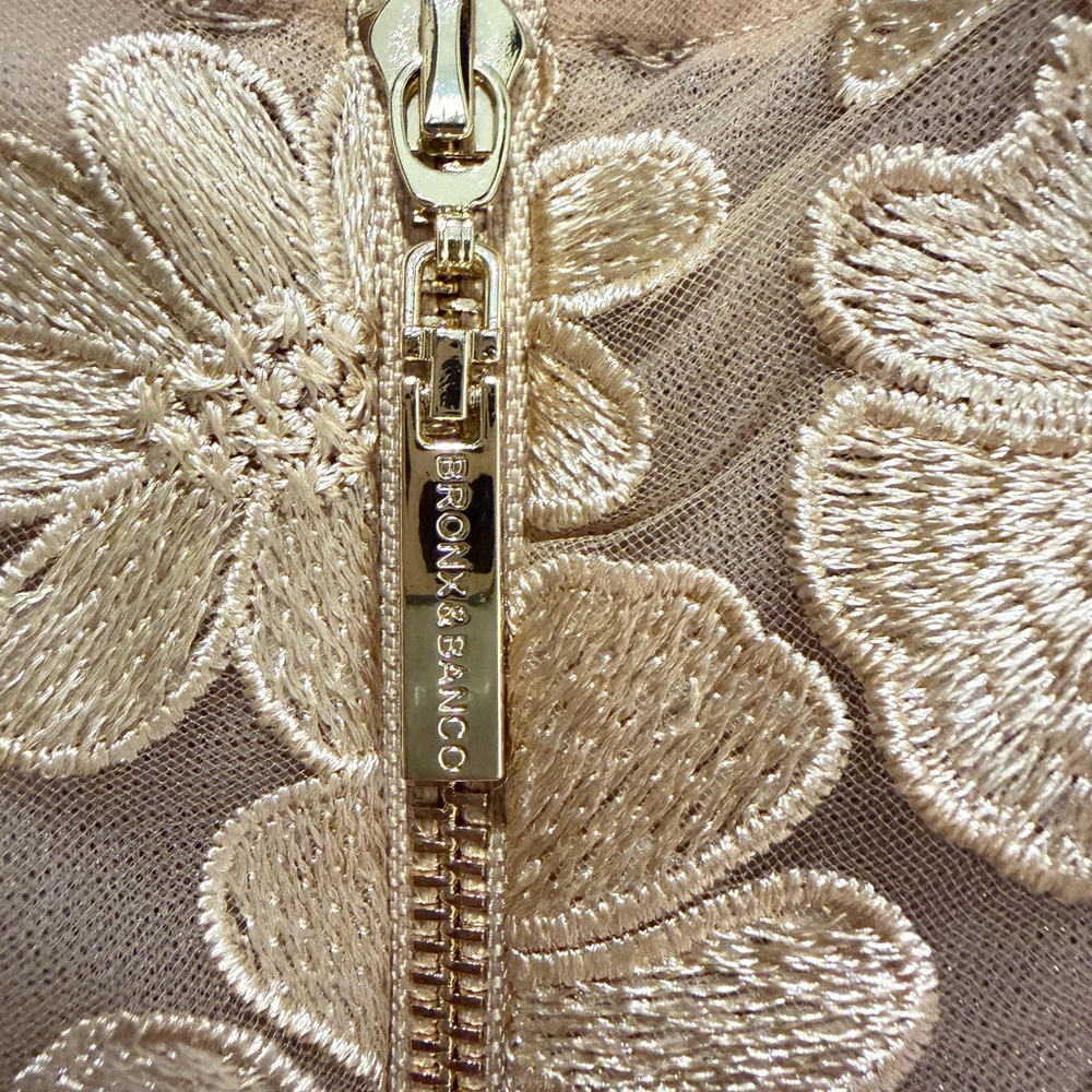 bronx and banco Strapless Beige Floral Lace Evening Dress - Picture 8 of 15